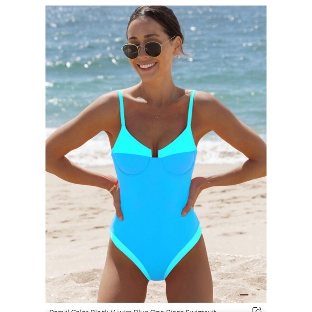 Women’s Turquoise Two-Tone One-Piece Swimsuit